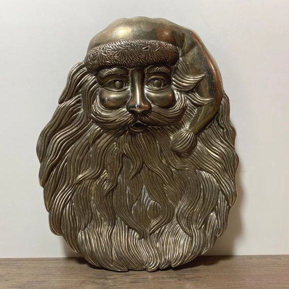 Christmas Santa Candy or Cookie Dish Silver Plated Pewter Holiday Decor - Picture 1 of 4